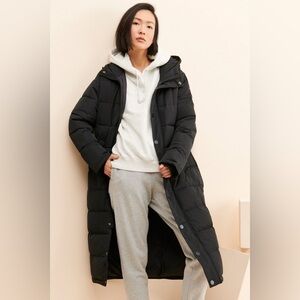 Universal Standard Everest Black Long Hooded Puffer Coat